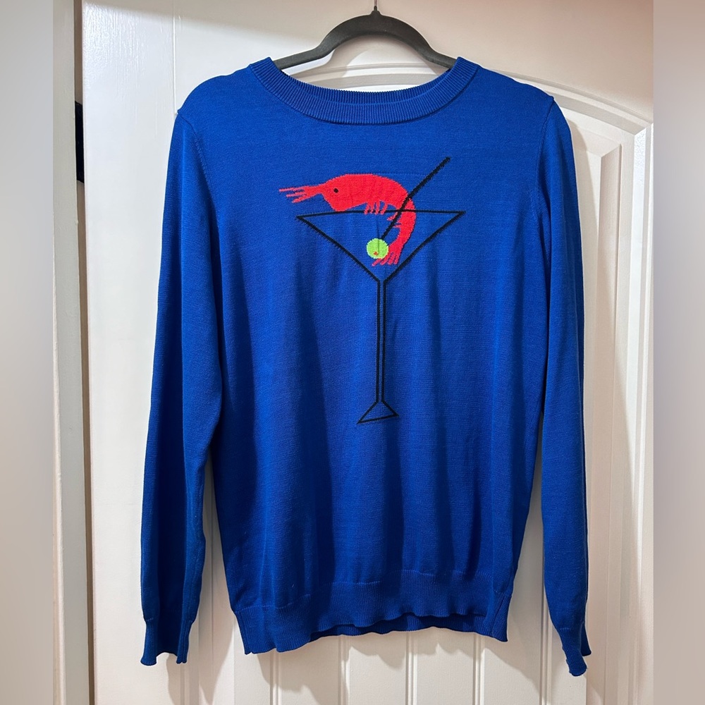 ModCloth Royal Blue Cocktail Shrimp Sweater